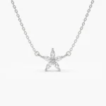 925 Silver Diamond Flower Design Necklace - Image 5