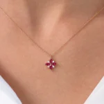 925 Silver Marquise Flower Diamond Pendant - Image 2