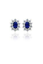 925 Silver Oval Cut Sapphire Studs
