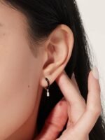 925 Silver Black Enamel Earrings - Image 2