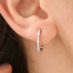 925 Silver Baguette And Round Diamond Earrings - Image 5
