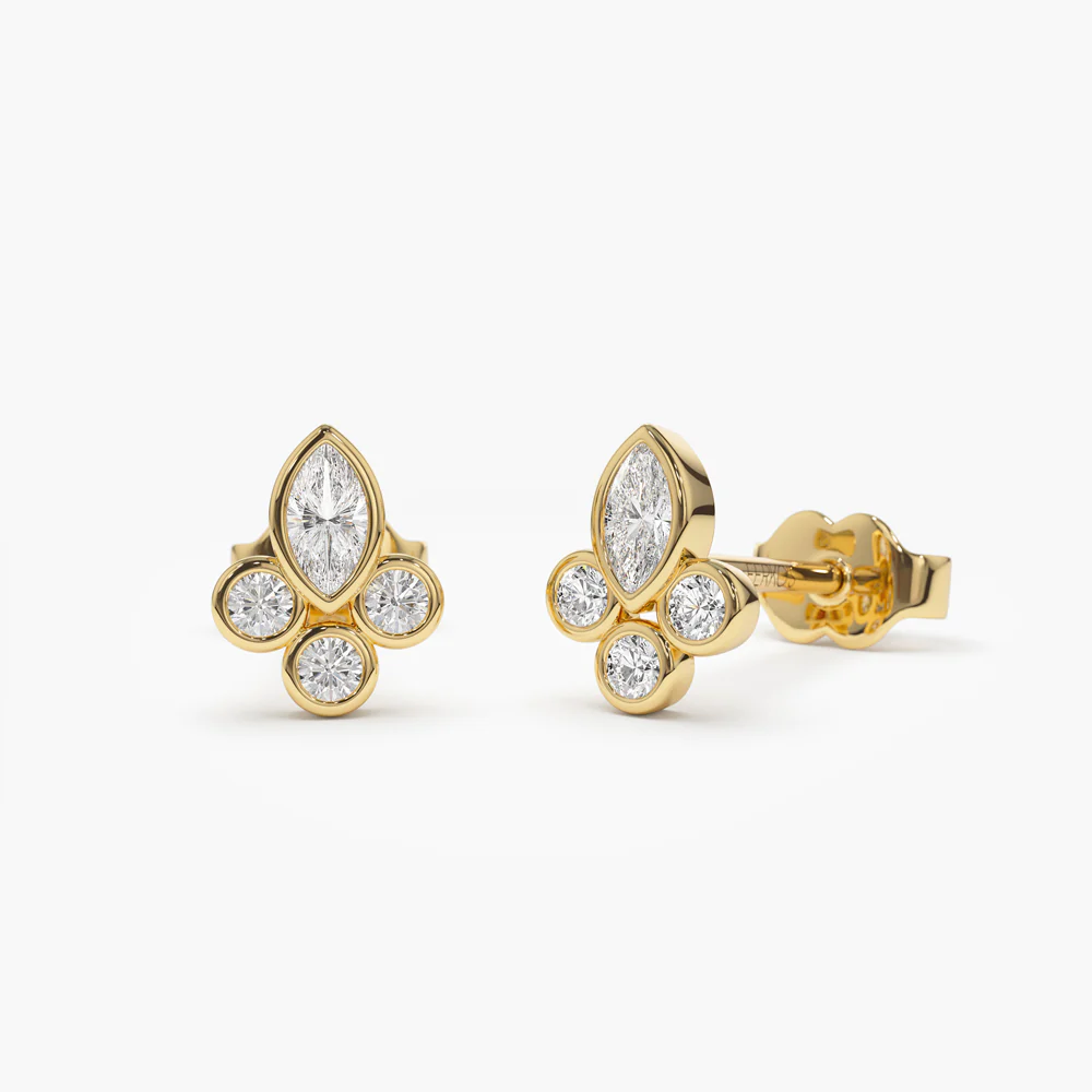 400548_522f8033e87f42cbb7a77ba00e1c7dbemv2.webp 925 Silver Marquise & Round Diamond Crown Earrings - Image 1