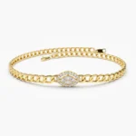 925 Silver Curb Link Diamond Bracelet - Image 2