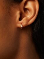 925 Sterling Silver Moissanite Huggie Earrings - Image 2