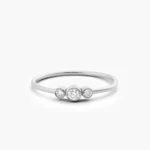 925 Silver Three Stone Diamond Ring - Image 4
