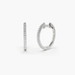 925 Silver Medium Diamond Hoop Earrings - Image 2