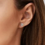 925 Silver Baguette Diamond Stud Earrings - Image 4