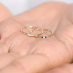 925 Silver Minimal Sapphire and Diamond Ring - Image 2