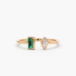 925 Silver Emerald and Diamond Cuff Ring - Image 3