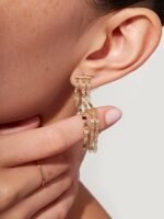 925 Silver Dangle Chain Stud Earrings - Image 2