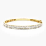 925 Silver Baguettes & Round Bangle  Bracelet - Image 2