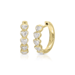 925 Silver Bezel Heart Diamond Hoops