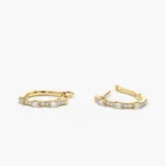 925 Silver Baguette And Round Diamond Earrings - Image 2