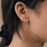 925 Silver Minimalist Pave Duo Chain Earring