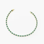 925 Silver Diamond and Emerald Tennis  Bracelet - Image 4