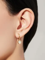 925 Silver Blesse Mother Of Pearl Hoops