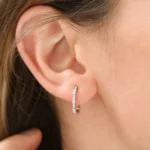 925 Silver Baguette And Round Diamond Earrings
