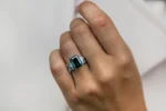925 Silver 4.7 Carat Emerald Stone Engagement Ring - Image 4