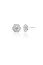 925 Silver Hexagon Stud Earrings - Image 2
