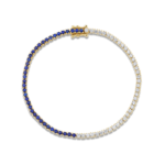 925 Silver Diamond and Blue Sapphire Tennis Bracelet