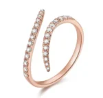 925 Silver Double Wave Diamond Ring