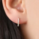 925 Silver Diamond Hoop Earrings - Image 4