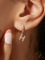 925 Silver Single letter Huggies