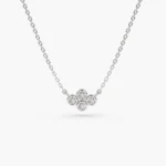925 Silver Four Stone Diamond Cluster Necklace - Image 4