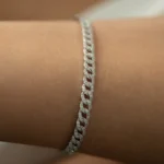 925 Silver Cuban Link Diamond Bracelet - Image 3