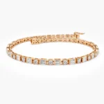 925 Silver Baguette & Round Diamond Tennis Bracelet - Image 7
