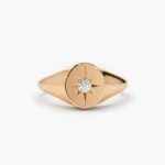 925 Silver Starburst Diamond Signet Ring - Image 6