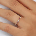 925 Silver Baguette Ruby and Diamond Ring - Image 4