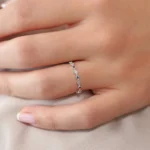 925 Silver Sapphire Art Deco Wedding Ring Band - Image 5