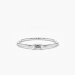 925 Silver Single Baguette Solitaire Diamond Ring - Image 5