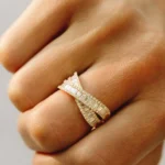 925 Silver Baguette Diamond Stacking Ring - Image 6
