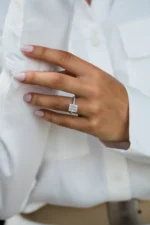 925 Silver 3.25Ct Radiant Cut Diamond Engagement Ring