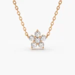 925 Silver Flower Charm Diamond Necklace - Image 3