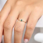 925 Silver Baguette Emerald and Diamond Ring - Image 5