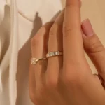 925 Silver Emerald Cut Diamond Wedding Band - Image 4