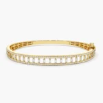 925 Silver Baguette & Round Diamond Bangle Bracelet - Image 2