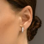 925 Silver Baguette and Round Diamond  Earrings - Image 2