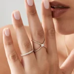 925 Silver Baguette and Round Diamond Statement Ring - Image 2