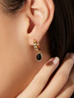 925 Silver Dobby black Hoops - Image 5