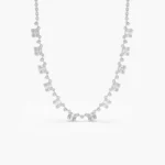 925 Silver Illusion Setting Baguette & Diamond Statement Necklace - Image 4