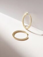 925 Silver Pave Hoop Earrings - Image 5