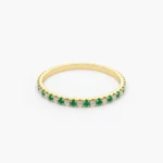925 Silver Emerald and Diamond Eternity Ring - Image 2