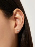 925 Silver Round Diamond Studs - Image 2
