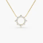 925 Silver Diamond Sun Circle Necklace - Image 5