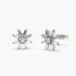 925 Silver Baguette Diamond Stud Earrings - Image 3