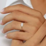 925 Silver Step Cut Baguette Diamond Ring - Image 6